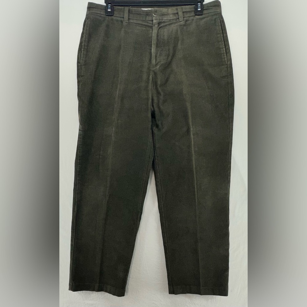 Brooks Brothers Pants Mens 36x30 Elephant Corduroy Forest Green Flat Front